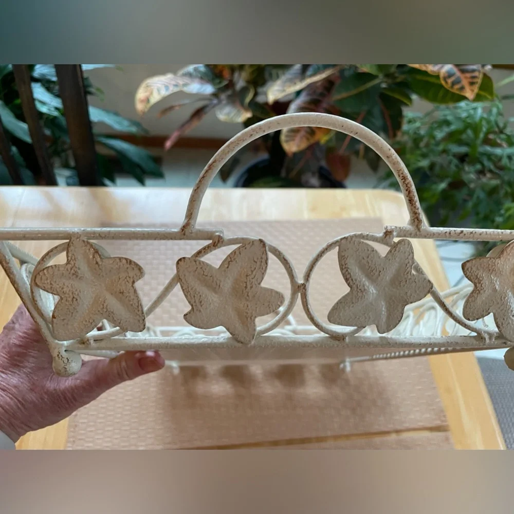 Metal Vanity - layering Tray delicate design, footed, rectangle great catchall